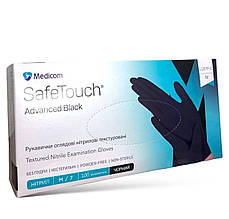 Рукавички нітрилові текстуровані Medicom SafeTouch Advanced Black (чорні) М-size, 100шт./уп. - 1187P-C