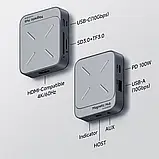 USB-хаб Hagibis TC100 концентратор магнітний для смартфонів і ПК, з AUX, TF/SD card, HDMI, фото 4