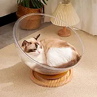 Лежанка для котів та собак (лежак з м'ячиками кота й кішки, пластик і дерево)