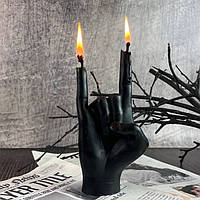 Восковая черная свеча - "Rock"