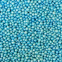 Посипка рисові кульки глазуровані блакитні перламутрові D=3-4 мм (1кг/уп)