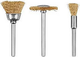 Набір дротяних латунних щіток по металу для гравера 3 шт