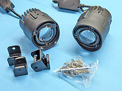 Протитуманні Bi LED фари, лінзи HP-GZD-352-01 круглі універсальні, 9-32V 40/60W біле+жовте світло (комплект 2 шт)