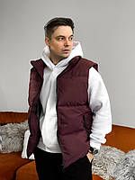 Безрукавка чоловіча утеплювач - пух колір бордо