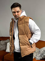Якісна чоловіча безрукавка наповнювач пух колір беж
