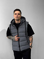 Жилет з капюшоном однотонний колір графіт