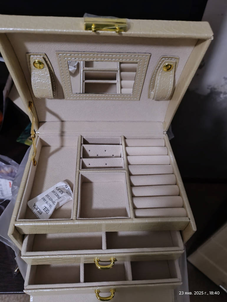 Шкатулка для украшений, сундук для бижутерии, органайзер для украшений, чемодан комод часов, серьг, колец - фото покупців 1