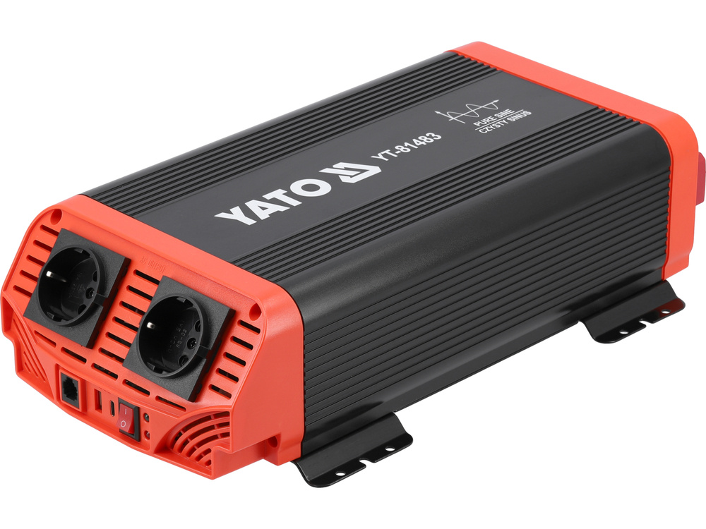 Перетворювач напруги 12/230В 1000Вт PURE SINUS YATO YT-81483
