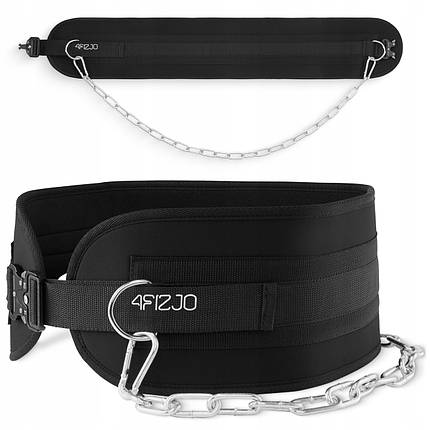 Пояс атлетичний для обтяження 4FIZJO Dip Belt 80 см Black (P-5905973402255), фото 1