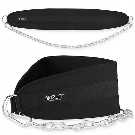 Пояс атлетичний для обтяження 4FIZJO Dip Belt 100 см Black (P-5905973402262), фото 1