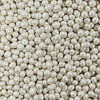 Посипка рисові кульки глазуровані білі перламутрові D=5 мм (1кг/уп)