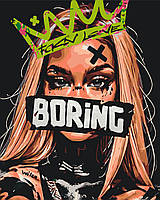 Картина за номерами,малювання за номерами,розмальовки за номерами Люди.Сумна дівчина з фарбами металік срібло UM1