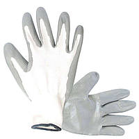 Рукавичка біла синтетична в'язана, покрита сірим нітрилом на долоні 10