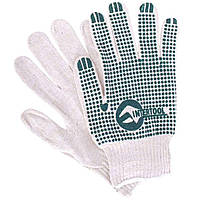 Рукавичка бавовняна трикотажна з ПВХ точками на долоні (зелена)