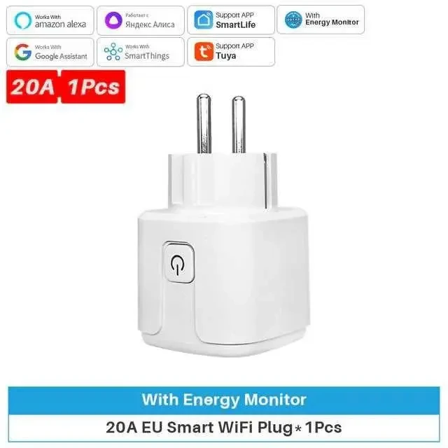 Розумна розетка Tuya Smart WiFi 20А Power Monitor WI-FI підключенням до смартфону aбо хабу Контроль напруги