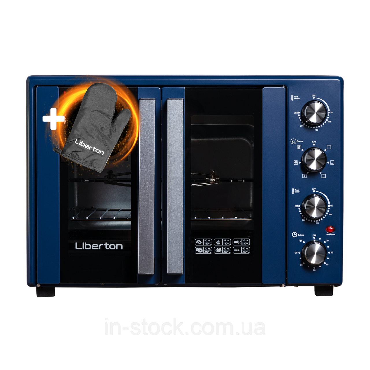 Електродуховка Liberton LEO-600 Dark Blue - 60 л конвекція 2200 Вт