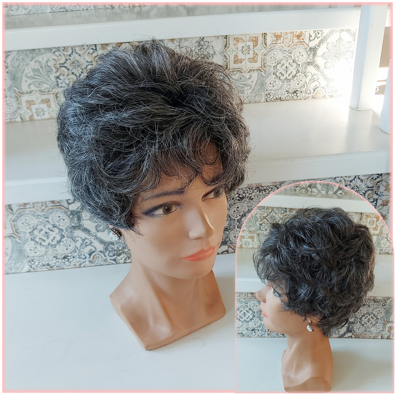 Перука коротка з канекалону сивий мікс 464- 51, фото 1