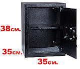 Сейф 38х35х35см., сейф для дому, сейф для документів, меблевий сейф для грошей з ключовим замком, фото 3