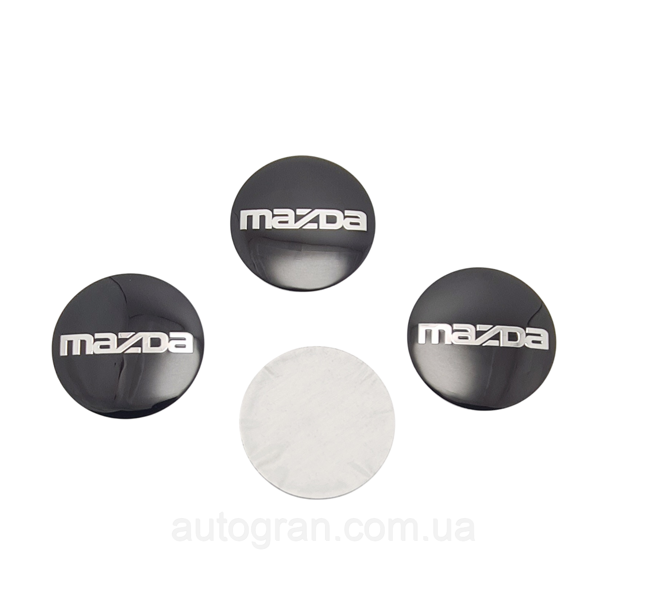 Наклейки на колпачки литих дисків Mazda 56мм чорні