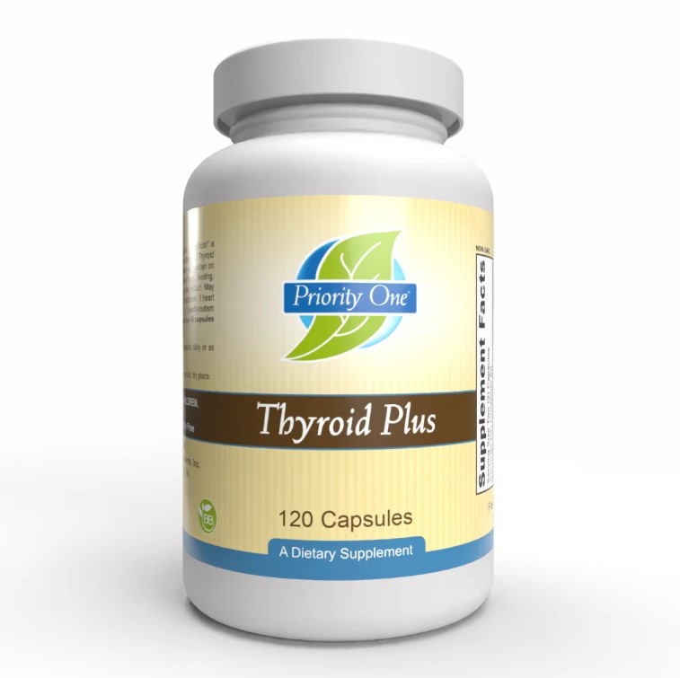 Priority One Thyroid Plus / Щитовидна залоза 65 мг + поживні речовини 120 капсул