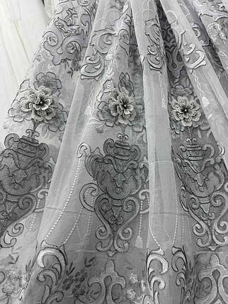 Бамбуковий тюль 3Д сірий №118-1133, фото 1