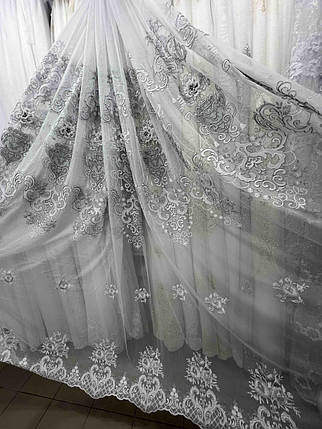 Бамбуковий тюль 3Д сірий №118-1133, фото 2