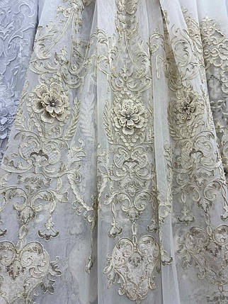 Бамбуковий тюль 3Д капучіно №144-1218 оптом, фото 2