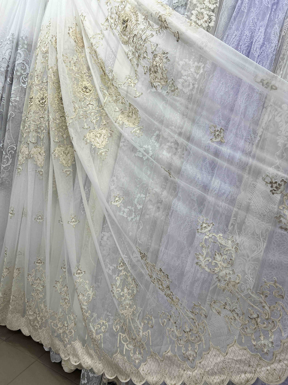 Бамбуковий тюль 3Д капучіно №144-1218 оптом