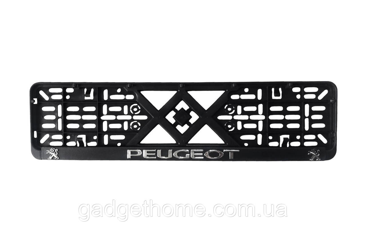 ТОП! Рамка під номер пластик Peugeot (Racing рельєфна) - (gHome), фото 1