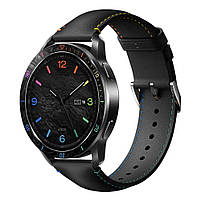 Безель ATR і шкіряний ремінець для смарт годинника Xiaomi Watch S3/S4 Black-rainbow, фото 3
