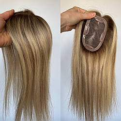 Накладка топер із натурального волосся на шпильках кліпсах, на волосся руса кресована