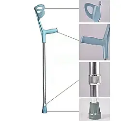 Милиця (костиль) підлокітна рукоятка тверда колір сірий модель QKG 09 G