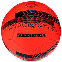 М'яч футбольний №5 PU ламінований гібридна зшивка HYBRID SOCCERMAX FIFA (PU, Червоний-чорний)