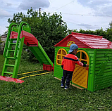 Пластиковий будиночок з гіркою, Будиночок зі шторками doloni toys 129х129х120 см, Гірка дитяча пластикова для дому, фото 8