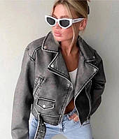 Вінтажна куртка косуха жіноча укорочена з поясом No8017