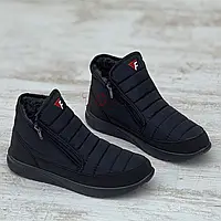 Дутіки чоловічі чорні на двох блискавках зимові черевики Дутики мужские черные на двух молниях зимние ботинки (Код: 3483)