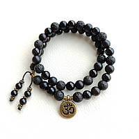 Чорний браслет чорний агат Онікс Лава ОМ