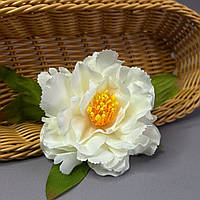 Штучна квітка півонії 9 см - молочний