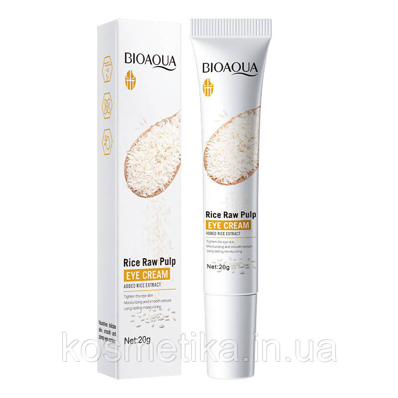 Ультразволожуючий крем для шкіри навколо очей Bioaqua Rice, 20 г