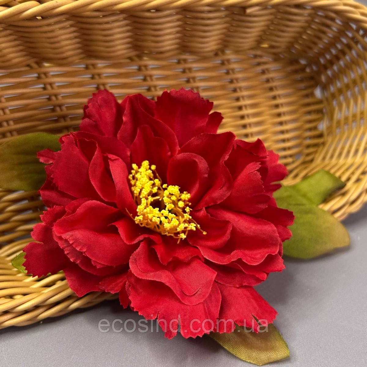 Штучна квітка півонії 9 см - червоний, фото 1
