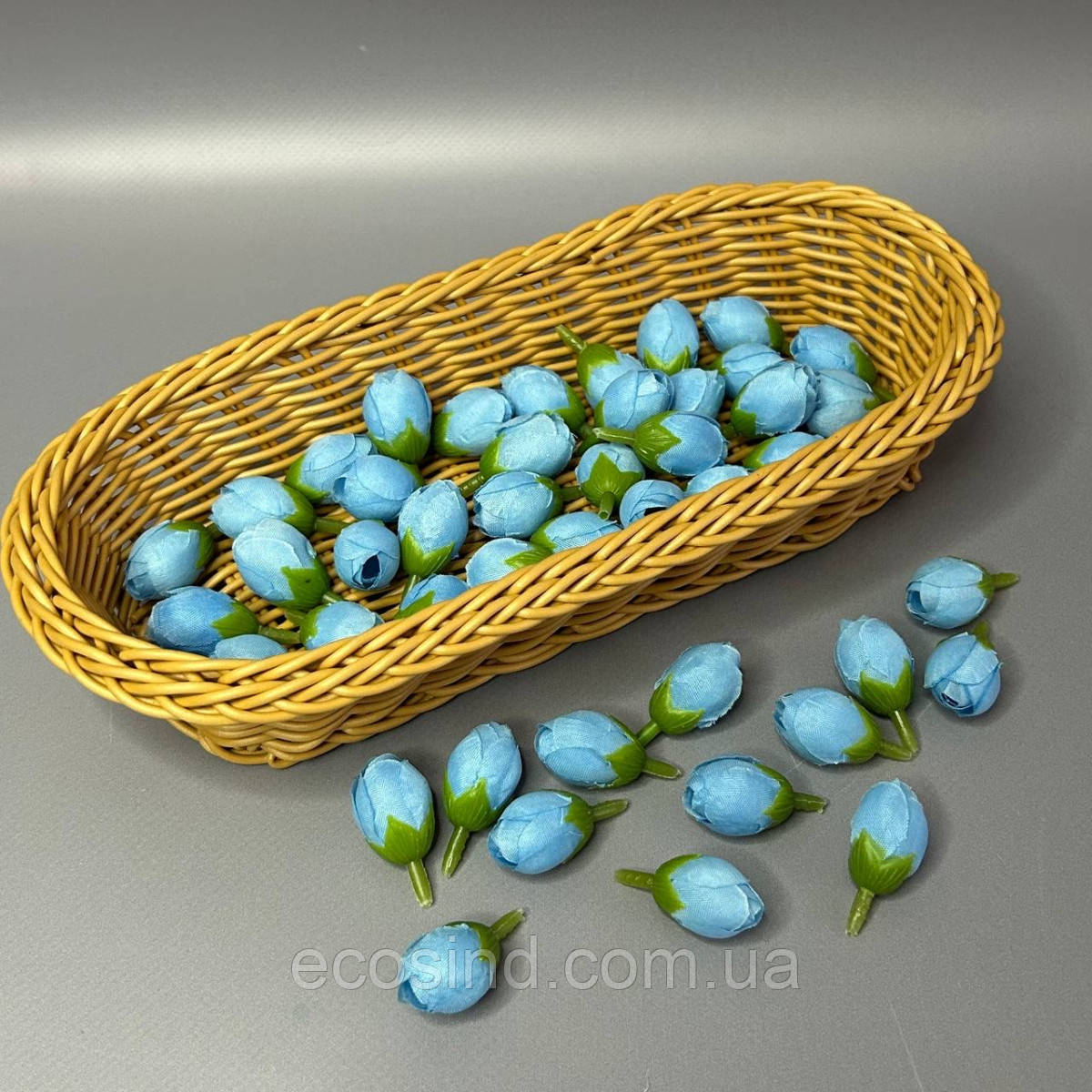 Бутон трояндочки 2 см- блакитний, фото 1