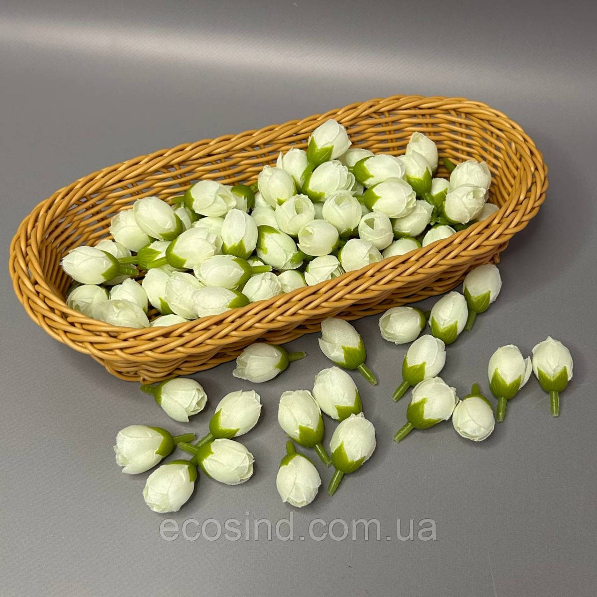 Бутон трояндочки 2 см- молочно-білий, фото 1