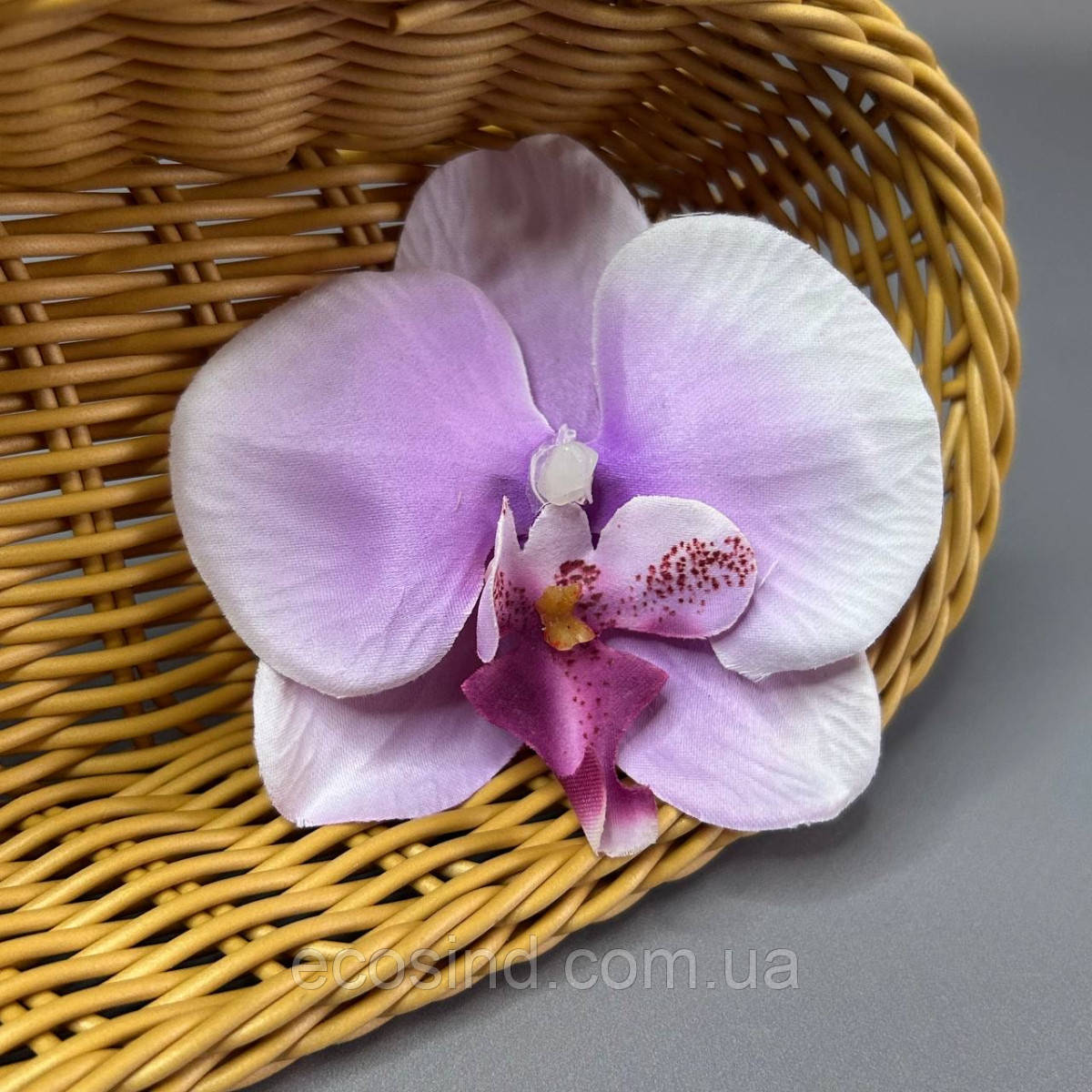 Квітка орхідеї тканинна 8,5 см - бузкова, фото 1