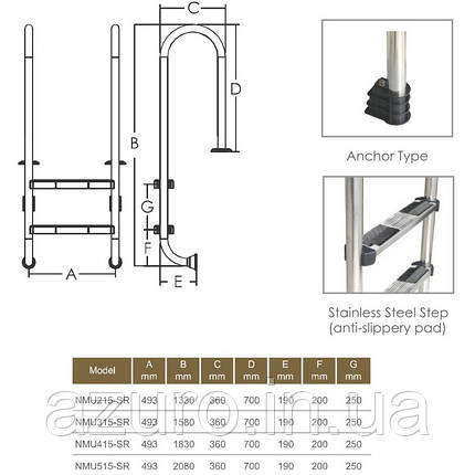 Сходи Emaux STANDARD NSL315-SR (3 сходинки), AISI-316, фото 2