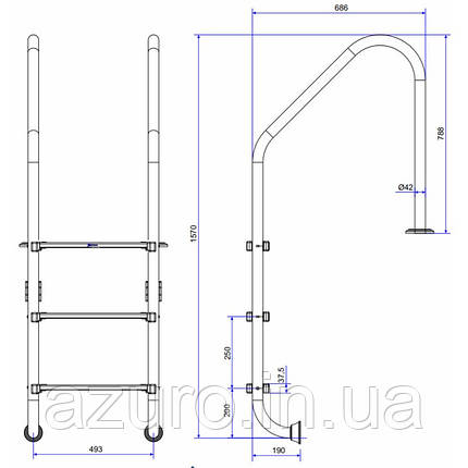 Сходи Emaux STANDARD NSL415-SR (4 сходинки), AISI-316, фото 2