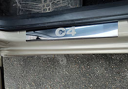 Накладки на пороги Нержавіюча сталь Carmos для Citroen C-4 (2004-2010)