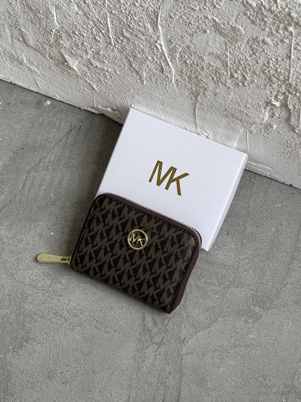 Гаманець Michael Kors, Майкл Корс жіночий міні з лого коричневий, фото 1