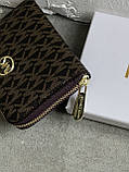 Гаманець Michael Kors, Майкл Корс жіночий міні з лого коричневий, фото 3