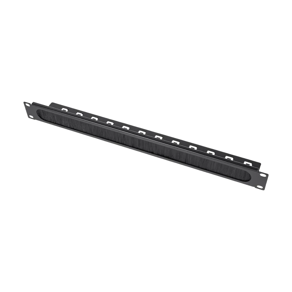 Кабельний організатор Trinix TRX-1U/CM-BH Black з щіткою та кабельними введеннями (25-00099), фото 1