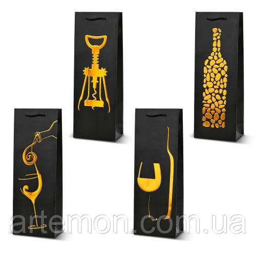 Пакет подарунковий паперовий під пляшку "Wine Art" 36*13*8см Stenson R95555 [Склад зберігання: Одеса №3]